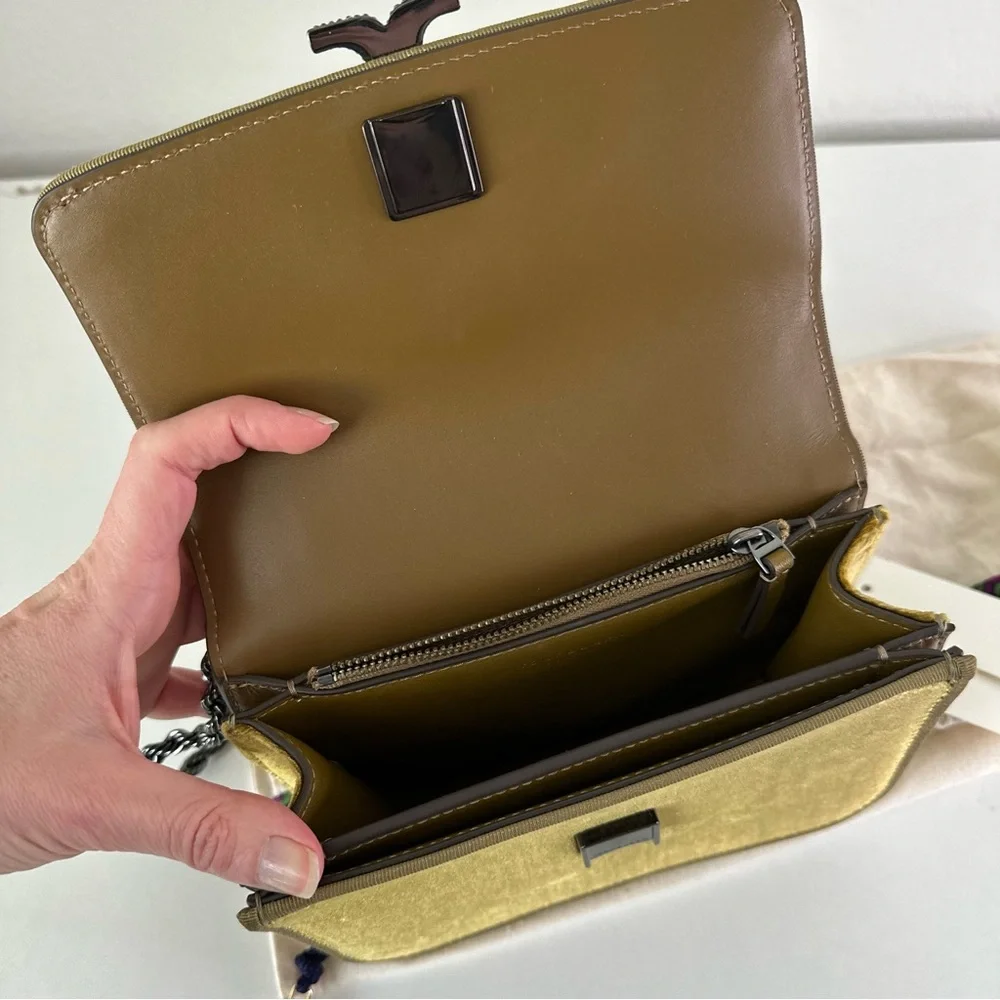 Tory Burch Eleanor Small Velvet Pave Logo Shoulder Bag Purse - Picture 5 of 10